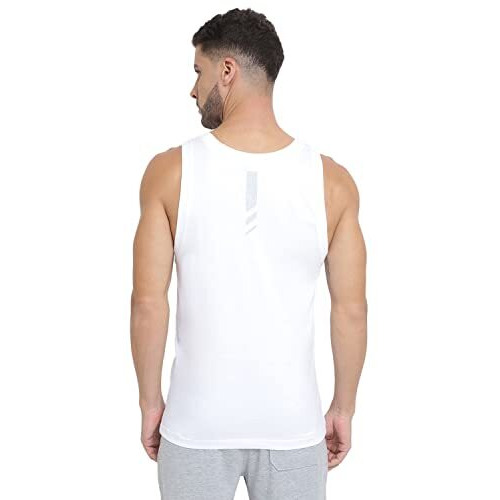 Van Heusen Men Sport Graphic Print Regular Fit Vest - Super Soft, All Day Comfort_70021_White Ny 81_M