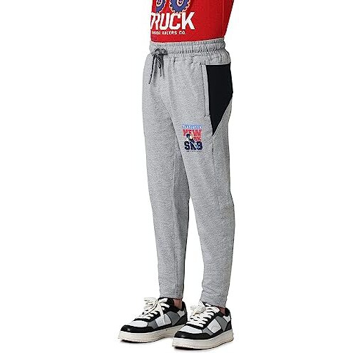 Van Heusen Boys Regular Fit Trackpants - Cotton Jersey Blend - Smart Tech, Easy Stain Release, Anti Stat, Ultra Soft, Moisture Wicking_52402_Grey Melange_11-12 Years