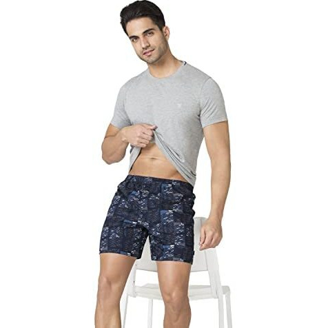 Van Heusen Men Boxer Shorts - 100% Super Combed Cotton - Pack Of 2 - Allover Print, Functional Pockets_15111_Ebx-05, Ebx-03_L