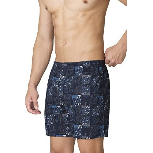 Van Heusen Men Boxer Shorts - 100% Super Combed Cotton - Pack Of 2 - Allover Print, Functional Pockets_15111_Ebx-05, Ebx-03_L