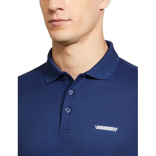 Van Heusen Performance Men Regular Fit Polo T-Shirt - 100% Polyester - Swift Dry, Anti Stat, Reflective Trim, Short Sleeve_61031_Navy_Medium