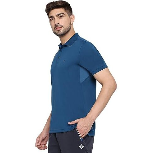 Van Heusen Men's Polyester Regular Fit Polo Shirt (61030_Seaport [Blue]_Xl)