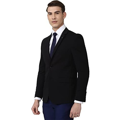 Van Heusen Men's Formal Regular Blazer (Vhbzvkulbw78732_Black_38), Single Breasted