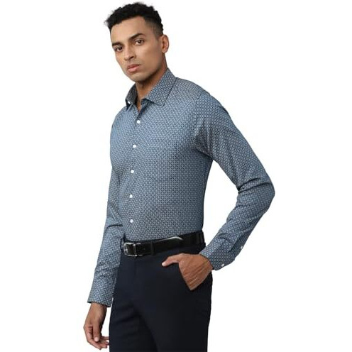 Van Heusen Cotton Men's Fitted Shirt (Vhsfrslbw67779_Medium Blue 42)