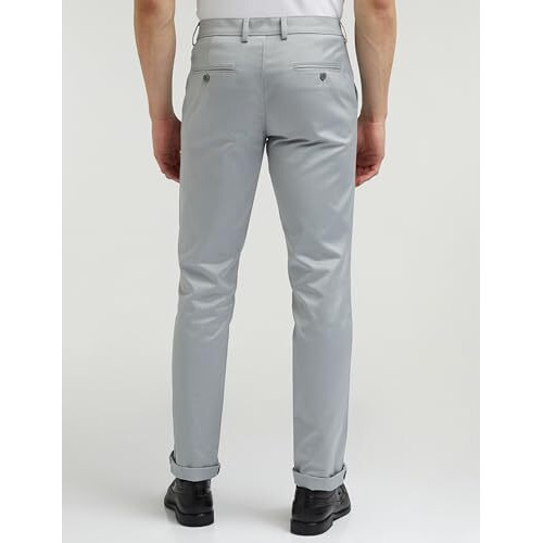 Van Heusen Men's Slim Mid Rise Pants (Vhtffslbe07068_Light Grey_34)