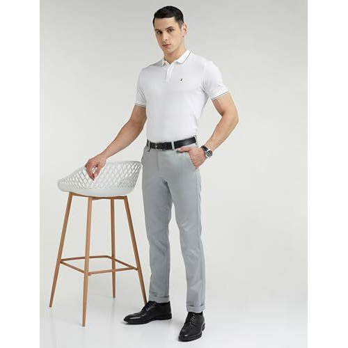 Van Heusen Men's Slim Mid Rise Pants (Vhtffslbe07068_Light Grey_34)