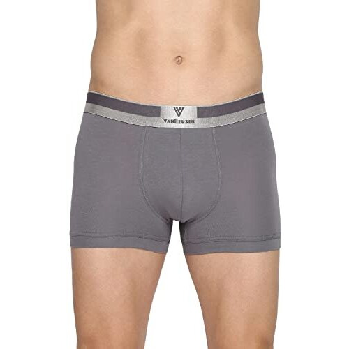 Van Heusen Cotton Blend Men Trunks - Pima Cotton Spandex - Colour Fresh, No Ride Up, Ultra Soft, Grey, Large