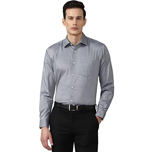 Van Heusen Men's Solid Regular Fit Shirt (Vhsfbcubx79981_Grey 48)