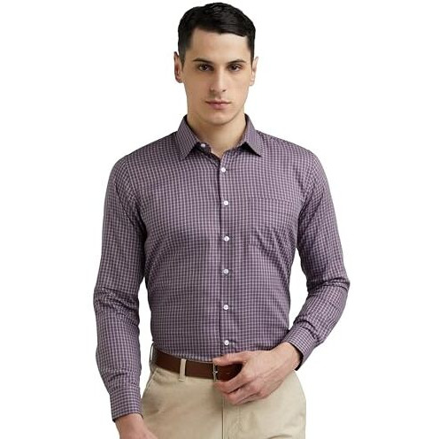 Van Heusen Men's Cotton Checkered Slim Fit Shirt (Vhsfrslbx71474_Multicolour 40)