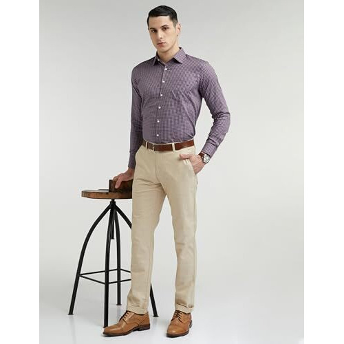 Van Heusen Men's Cotton Checkered Slim Fit Shirt (Vhsfrslbx71474_Multicolour 40)