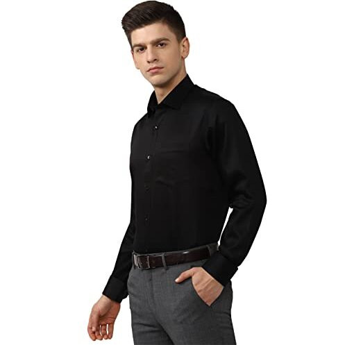 Van Heusen Men's Regular Fit Shirt (Vhsfbcube72761_Black