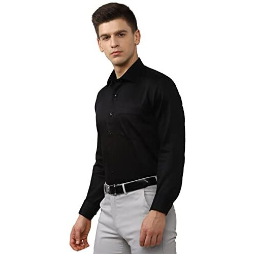Van Heusen Men's Solid Slim Fit Shirt (Vhsfbslb289349_Black 38)