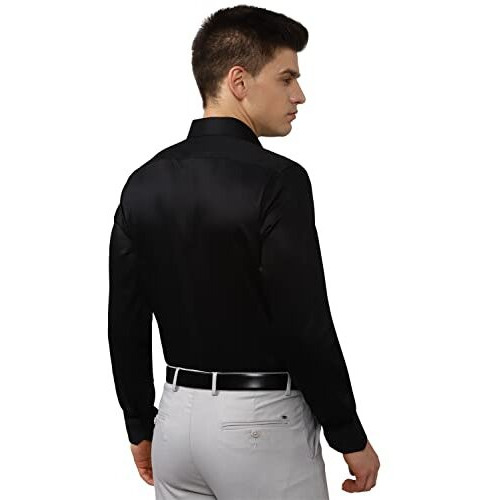 Van Heusen Men's Solid Slim Fit Shirt (Vhsfbslb289349_Black 38)