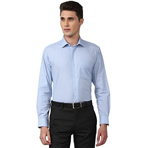 Van Heusen Men's Cotton Regular Fit Shirt (Vhsfbcubp96968_Blue 42)