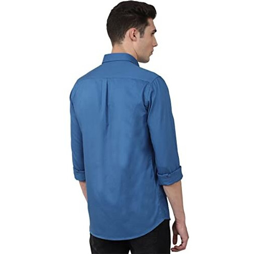 Van Heusen Sport Men's Slim Fit Shirt (Vssfwslbi62346_Blue 40)