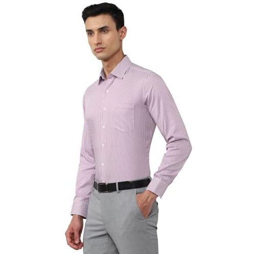Van Heusen Men's Cotton Slim Fit Shirt (Vhsfbslby73460_Purple, 39