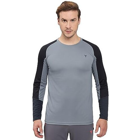 Technosport Men's Solid Slim Fit T-Shirt (P621_Turbulence