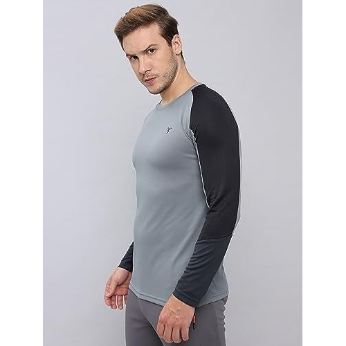 Technosport Men's Solid Slim Fit T-Shirt (P621_Turbulence