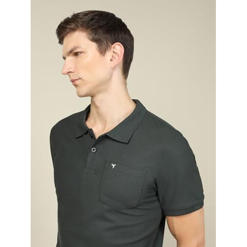 Technosport Men's Slim Fit Polo T-Shirt With Pocket - (Mtor71Pgnlar_Pine Green_L)