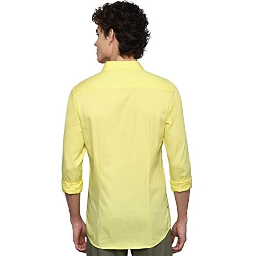 Allen Solly Men's Cotton Solid Regular Fit Shirt (Assfqmop125500_Light Yellow 42)