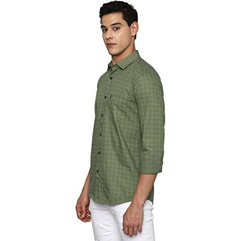 Allen Solly Men Regular Fit Straight Shirt (Assfqspf705256_Olive 40), Green