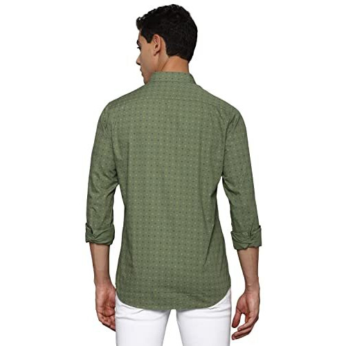 Allen Solly Men Regular Fit Straight Shirt (Assfqspf705256_Olive 40), Green