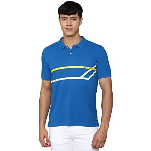 Allen Solly Men's Solid Regular Fit Polo Shirt (Askpcurgfs94689_Blue L)