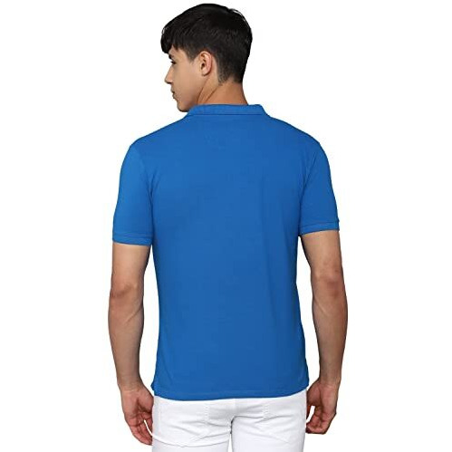 Allen Solly Men's Solid Regular Fit Polo Shirt (Askpcurgfs94689_Blue L)