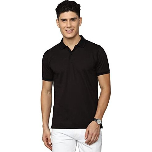Allen Solly Men's Solid Regular Fit Polo Shirt (Askpnrgft55946_Black