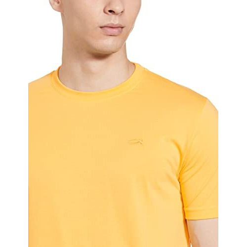 Max Men's Half Sleeves Regular Fit Crew Neck Solid Lounge T-Shirt (Yellow_Xxl)