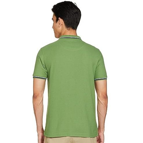 Max Men's Half Sleeves Regular Fit Contrast Tipping Polo (Green_M)
