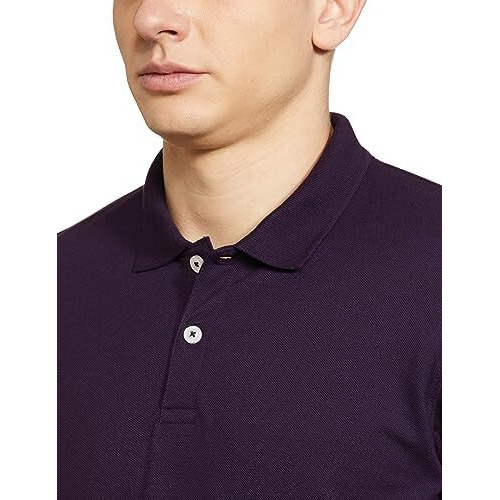 Max Men's Half Sleeves Relaxed Fit Polo Neck T-Shirt (Purple_L)