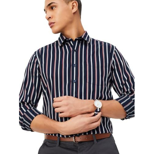 Max Men Regular Fit Striped Casual Shirt (Sccfsp24260Stnavy)_46
