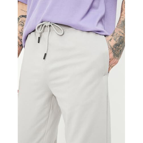 Max Men's Regular Fit Mid Rise Jogger Pants (Grey_L)