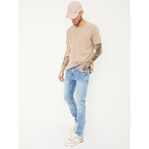 Max Urb_N Men Slim Fit Washed Jeans (Dmbslfes2304Gvlight Blue)_32, Mid Rise