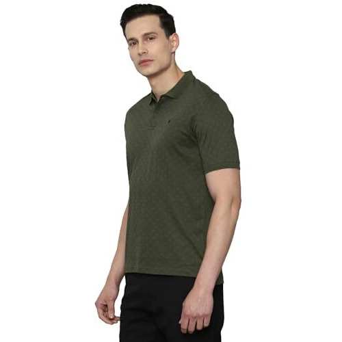 Louis Philippe Men's Solid Regular Fit T-Shirt (Lpkpmrgbd47307_Olive