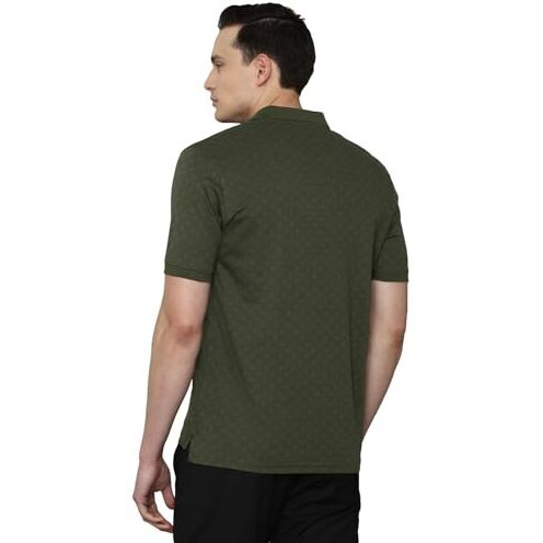 Louis Philippe Men's Solid Regular Fit T-Shirt (Lpkpmrgbd47307_Olive