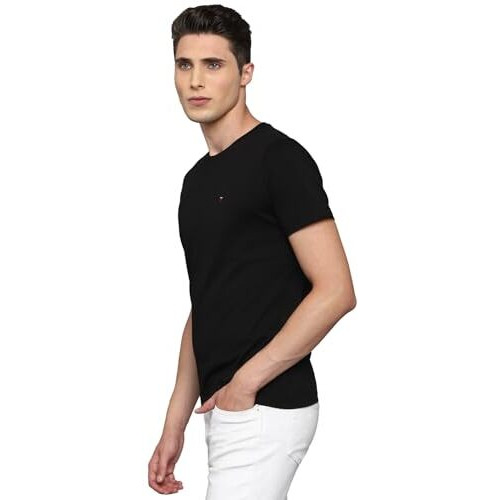 Louis Philippe Men's Cotton Solid Slim Fit T-Shirt (Lrkccslfl65420_Black, Xl