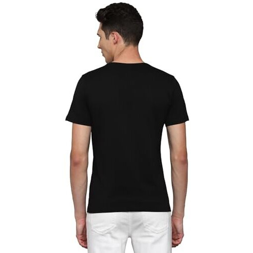 Louis Philippe Men's Cotton Solid Slim Fit T-Shirt (Lrkccslfl65420_Black, Xl
