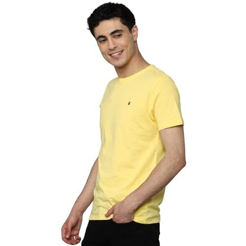 Louis Philippe Men's Solid Slim Fit T-Shirt (Lrkccslfg00800_Yellow