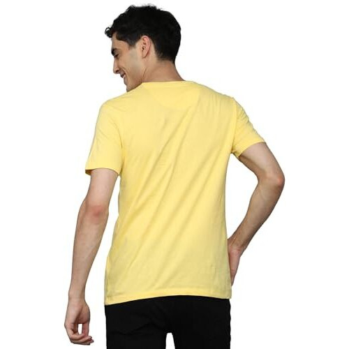 Louis Philippe Men's Solid Slim Fit T-Shirt (Lrkccslfg00800_Yellow