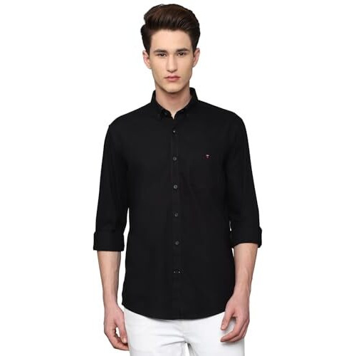 Louis Philippe Men's Cotton Solid Slim Fit Shirt (Lysfcslbi62081_Black,42