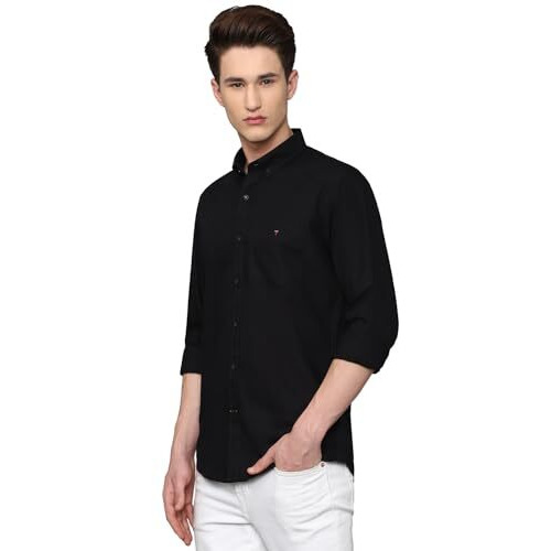 Louis Philippe Men's Cotton Solid Slim Fit Shirt (Lysfcslbi62081_Black,42
