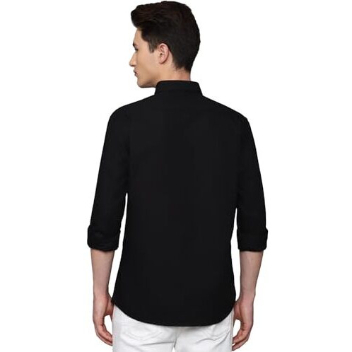 Louis Philippe Men's Cotton Solid Slim Fit Shirt (Lysfcslbi62081_Black,42