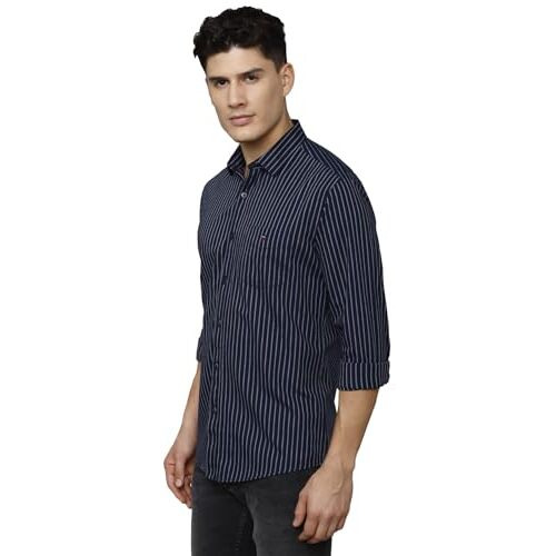 Louis Philippe Men's Slim Fit Shirt (Lysfcslbh78760_Navy