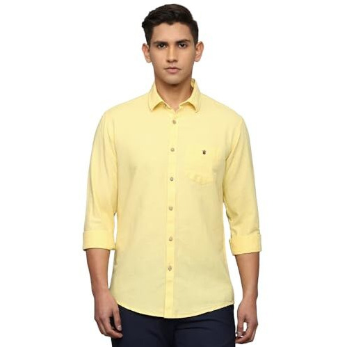 Louis Philippe Cotton Blend Men's Slim Fit Shirt (Lysfcslb688331_Yellow, 39