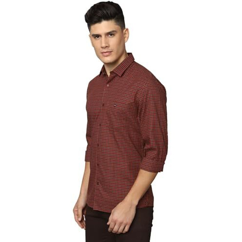 Louis Philippe Men's Cotton Slim Fit Shirt (Lysfcslbj13729_Maroon,42