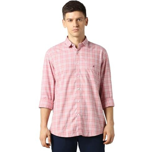 Louis Philippe Cotton Men's Slim Fit Shirt (Lysfcslbs20976_Pink, 42