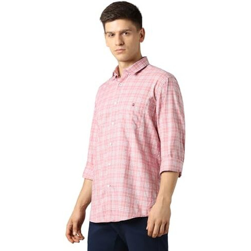 Louis Philippe Cotton Men's Slim Fit Shirt (Lysfcslbs20976_Pink, 42