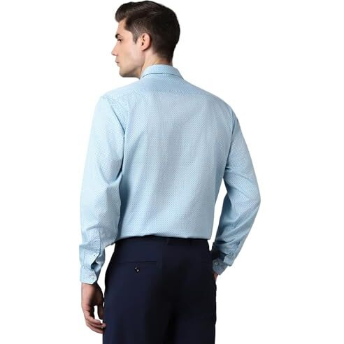 Louis Philippe Cotton Men's Slim Fit Shirt (Lysfcslb283387_Blue, 40